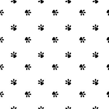 Beyaz arka planda izole edilmiş köpek patileri. Kedi patileri vektör arka planı. Duvar kağıdı, ambalaj, tekstil için kullanılabilir..