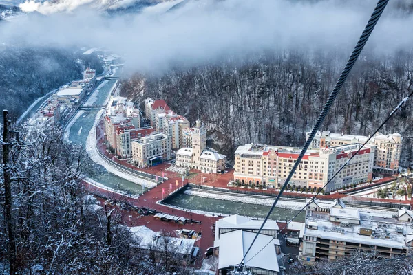 Sochi Rusia Diciembre 2018 Rosa Khutor Alpine Resort Vista Desde — Foto de Stock