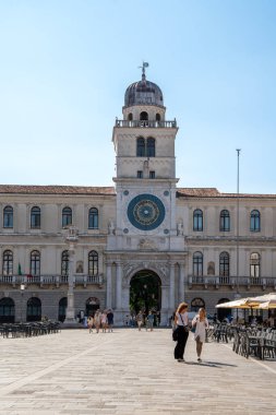 Padova, Italy - 30 July 2025: Torre dell'Orologio historical astronomical clock tower at the University of Padua by the piazza dei signori square