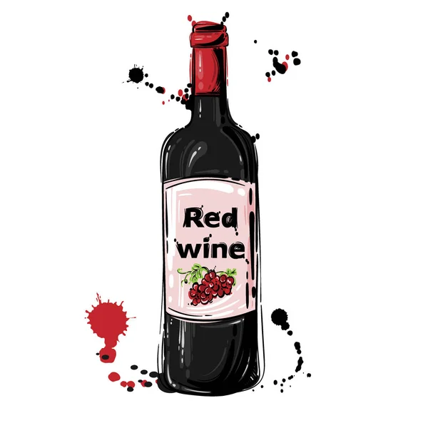Illustration Vectorielle Vin Rouge Arrière Plan Pour Conception Menu Flyer — Image vectorielle