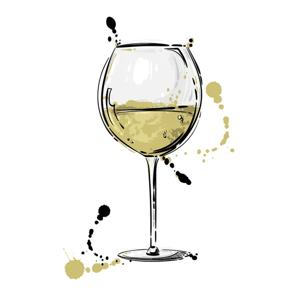 Vectorillustratie Van Een Glas Met Witte Wijn Achtergrond Voor Het — Stockvector