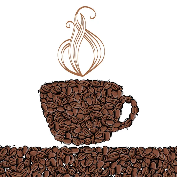 Vektorabstrakte Illustration Mit Kaffeebohnen Kaffeehaus Kaffee Background Tasse Kaffee — Stockvektor