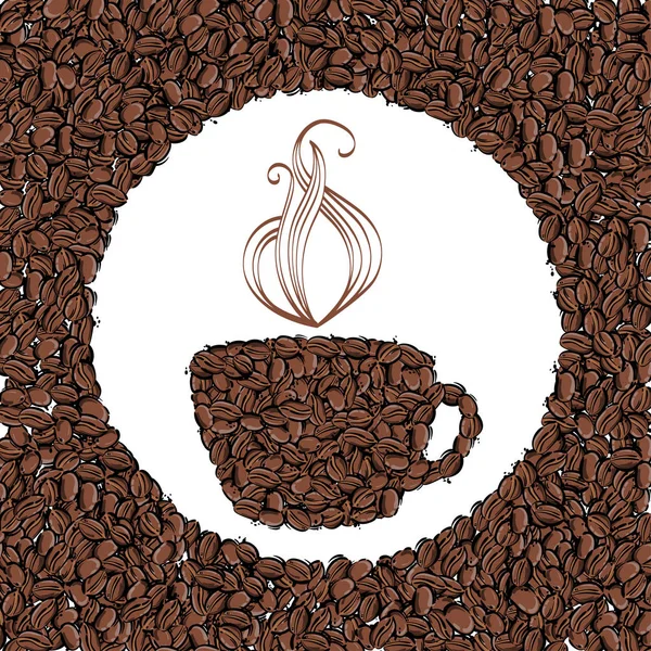 Vektorabstrakte Illustration Mit Kaffeebohnen Kaffeehaus Kaffee Background Tasse Kaffee — Stockvektor