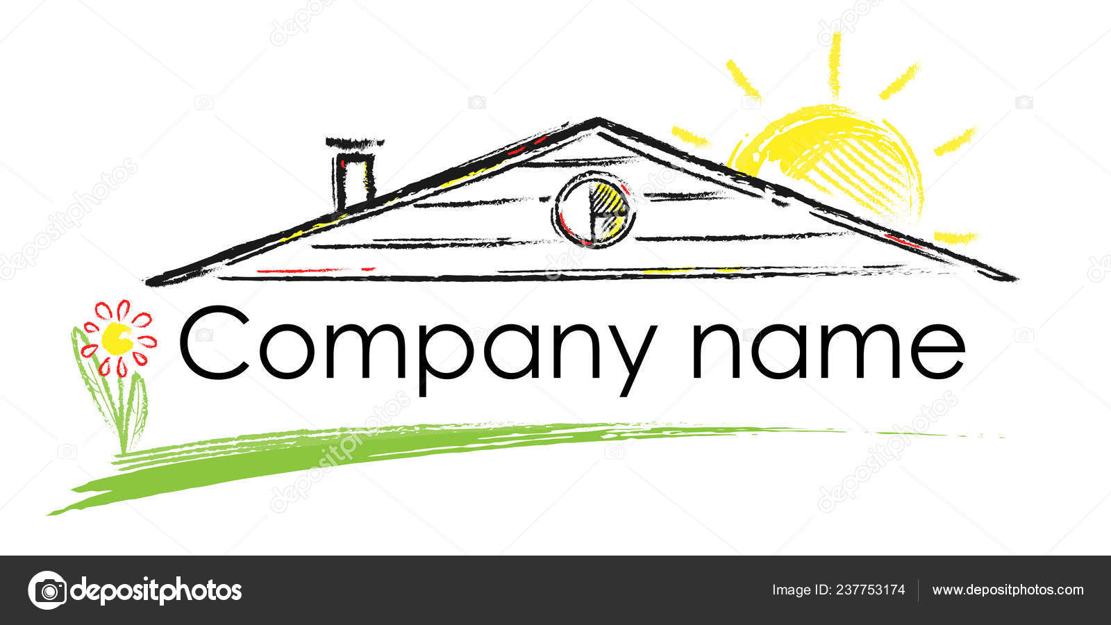 ロジスティック会社ベクトルのロゴ 太陽と草と花の屋根が付いたアイコン ストックベクター C Tyhinka