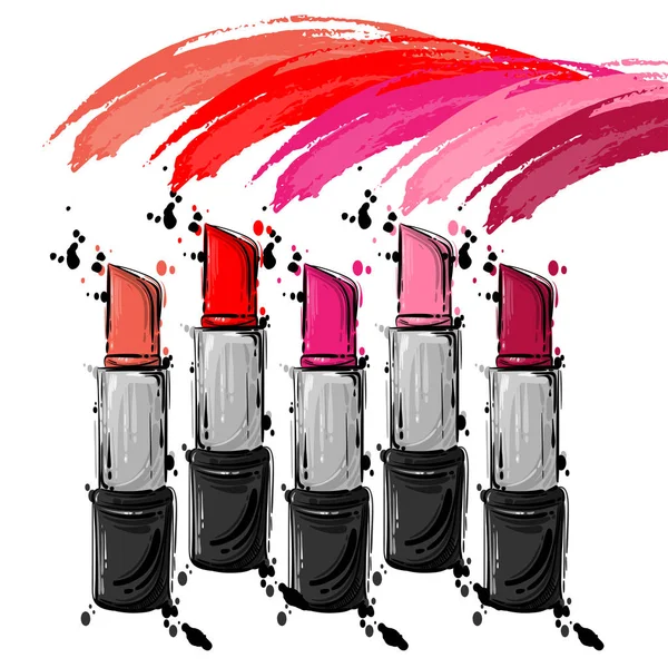 Illustrazione Astratta Vettoriale Rossetto Rosso Illustrazione Moda — Vettoriale Stock