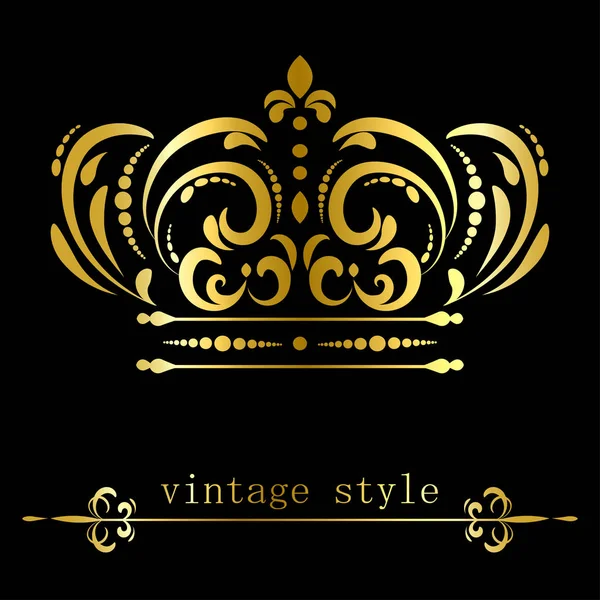 Marcos Vintage Elementos Desplazamiento Elegante Corona Dorada Para Diseño Ilustración — Vector de stock