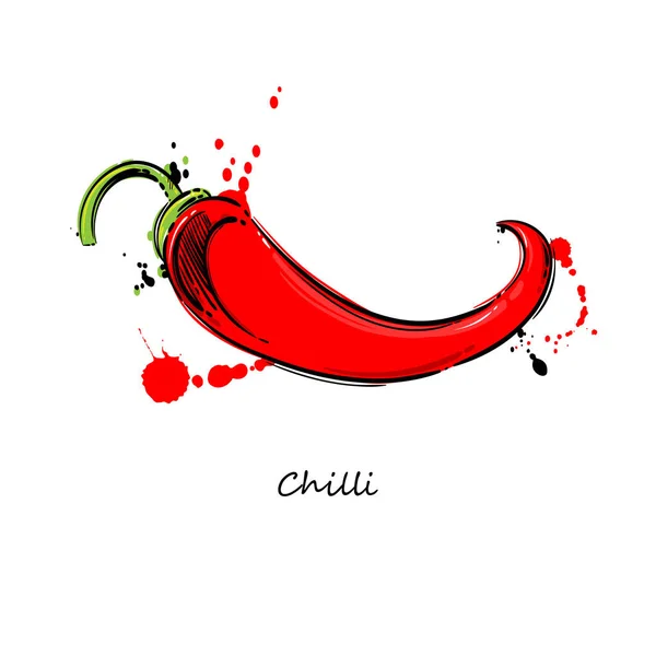 Pimiento rojo picante dibujado a mano . — Archivo Imágenes Vectoriales