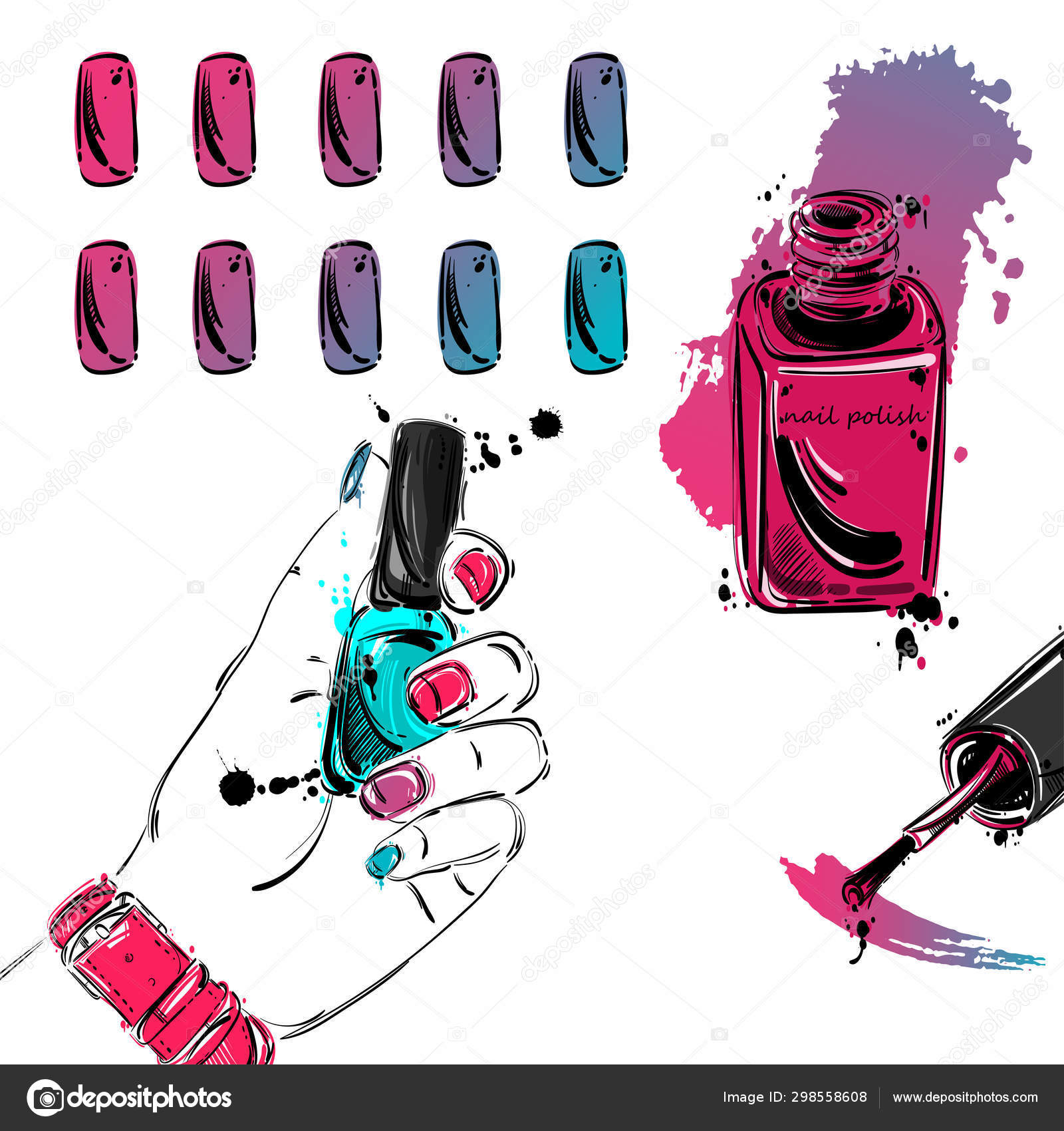 Nail polish sketch glamour illustration in a... - Stock Illustration  [58388290] - PIXTA