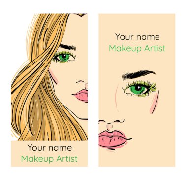 Vektör el ilanı sanatçı makyaj. 