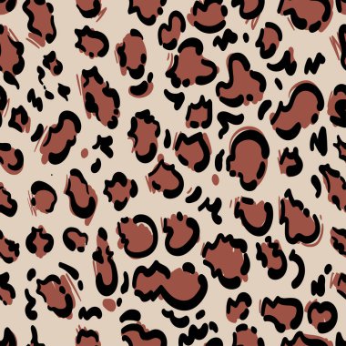 Leopar dokusu ile vektör dikişsiz desen.