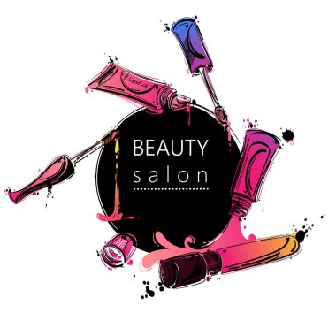 Bir dudak parlatıcı ile Vektör soyut arka plan. Moda illustratio