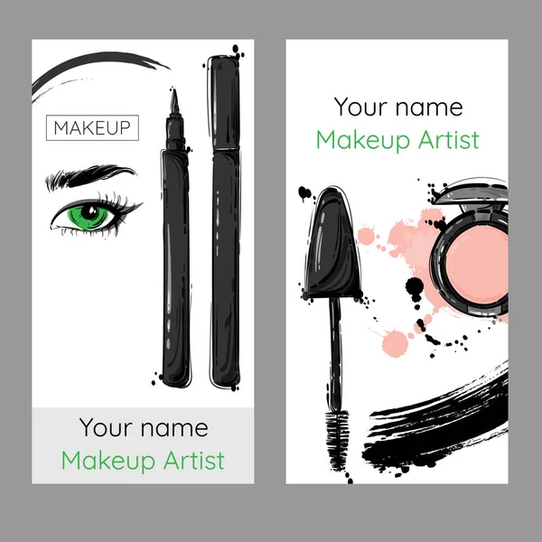 Maskara, gölgeler ve eyeliner ile Vektör soyut afiş.