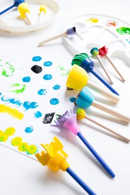 Colorful sponge brushes for kids creative painting activities. High quality.