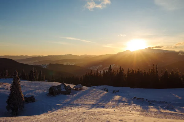 Beautiful sunrise in the mountains. beautiful view of the mountains. Concept of travel, freedom, beauty of nature. beautiful day, sunny weather, blue sky.