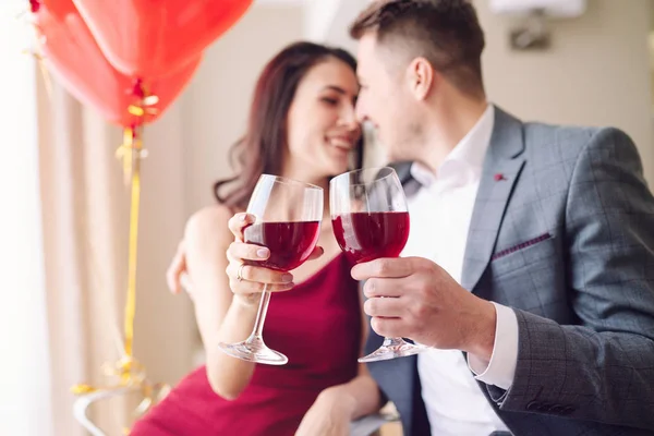 Aftelkalender Voor Valentijnsdag Concept Gelukkige Paar Verliefd Een Jonge Verliefde — Stockfoto