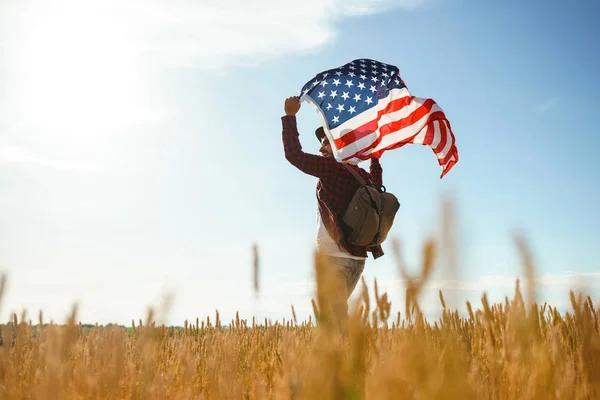 Julio Cuatro Julio Americano Con Bandera Nacional Bandera Americana Día — Foto de Stock