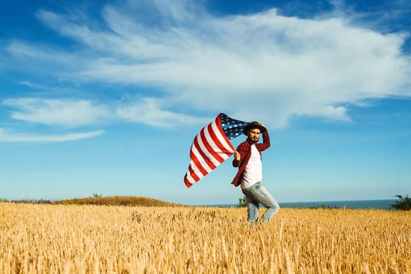 Juli Fjärde Juli Amerikanen Med Medborgare Sjunker Amerikanska Flaggan Självständighetsdagen — Stockfoto