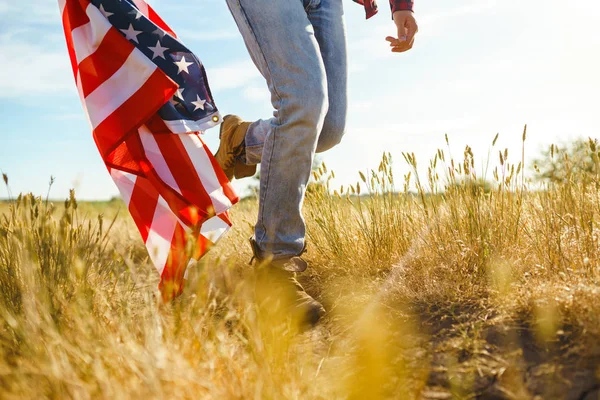 Julho Quatro Julho Americano Com Bandeira Nacional Bandeira Americana Dia — Fotografia de Stock