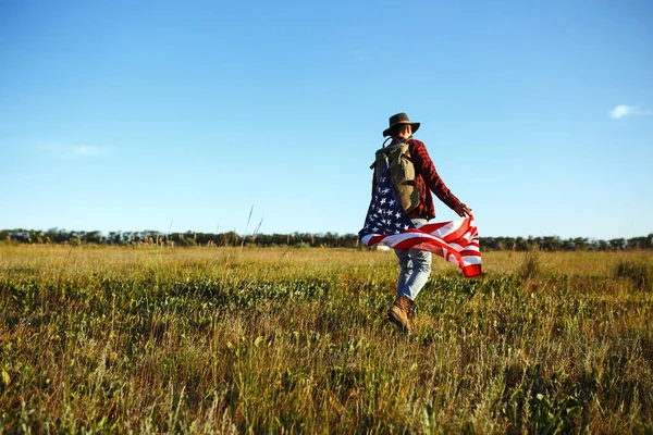 Juillet Juillet Américain Avec Drapeau National Drapeau Américain Jour Indépendance — Photo