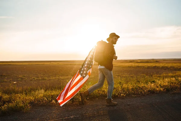 Juli Fjärde Juli Amerikanen Med Medborgare Sjunker Amerikanska Flaggan Självständighetsdagen — Stockfoto