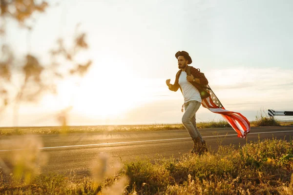 Julho Quatro Julho Americano Com Bandeira Nacional Bandeira Americana Dia — Fotografia de Stock