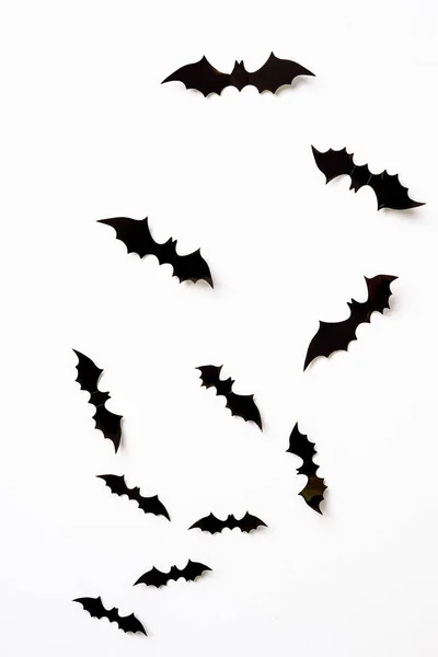 Flying Bats Group Isolated White Background Halloween Symbols — Stock Photo, Image