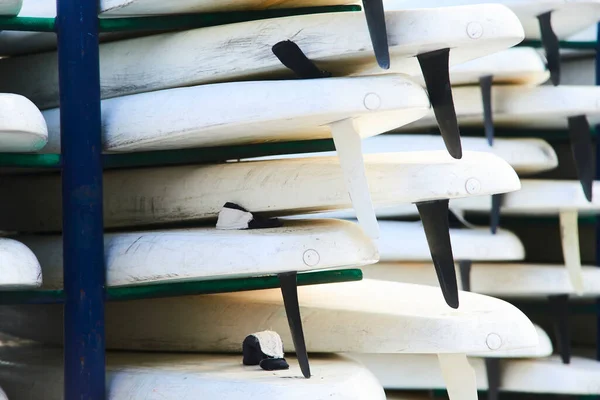 many white sup boards outdoors