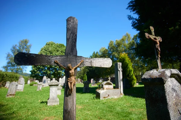 Daytime Cemetery Graveyard Memorial Former Cemetery Deserted Village Furstenhut Knizeci — 스톡 사진