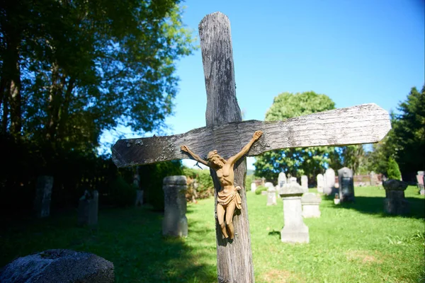 Daytime Cemetery Graveyard Memorial Former Cemetery Deserted Village Furstenhut Knizeci — Foto de Stock