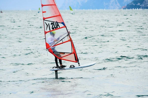 Sailing Surfing Man Sea Water Windsurfing Sport Activity Summer — Foto Stock