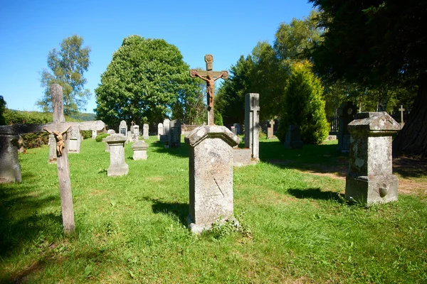 Daytime Cemetery Graveyard Memorial Former Cemetery Deserted Village Furstenhut Knizeci — Fotografia de Stock