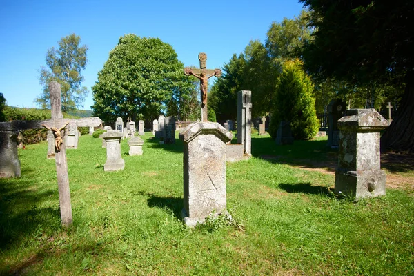 Daytime Cemetery Graveyard Memorial Former Cemetery Deserted Village Furstenhut Knizeci — Stock Photo, Image