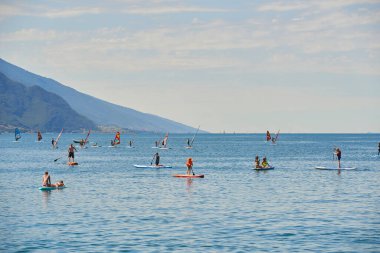 windsurfing in sea, water sport, sailing and surfing