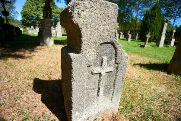 Daytime Cemetery Graveyard Memorial Former Cemetery Deserted Village Furstenhut Knizeci — 스톡 사진