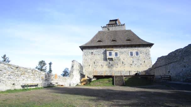 Old Medieval Castle Exterior Facade Front Building — Stok video