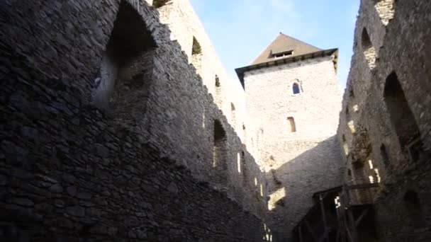 Old Medieval Castle Exterior Facade Front Building — Stockvideo