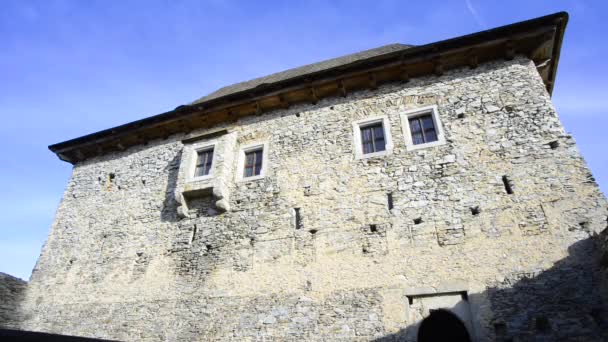 Old Medieval Castle Exterior Facade Front Building — Stock Video