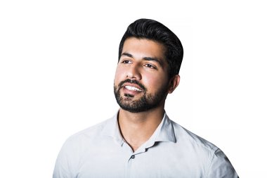 İşadamı veya işçi ayakta gömlek gülümseyen