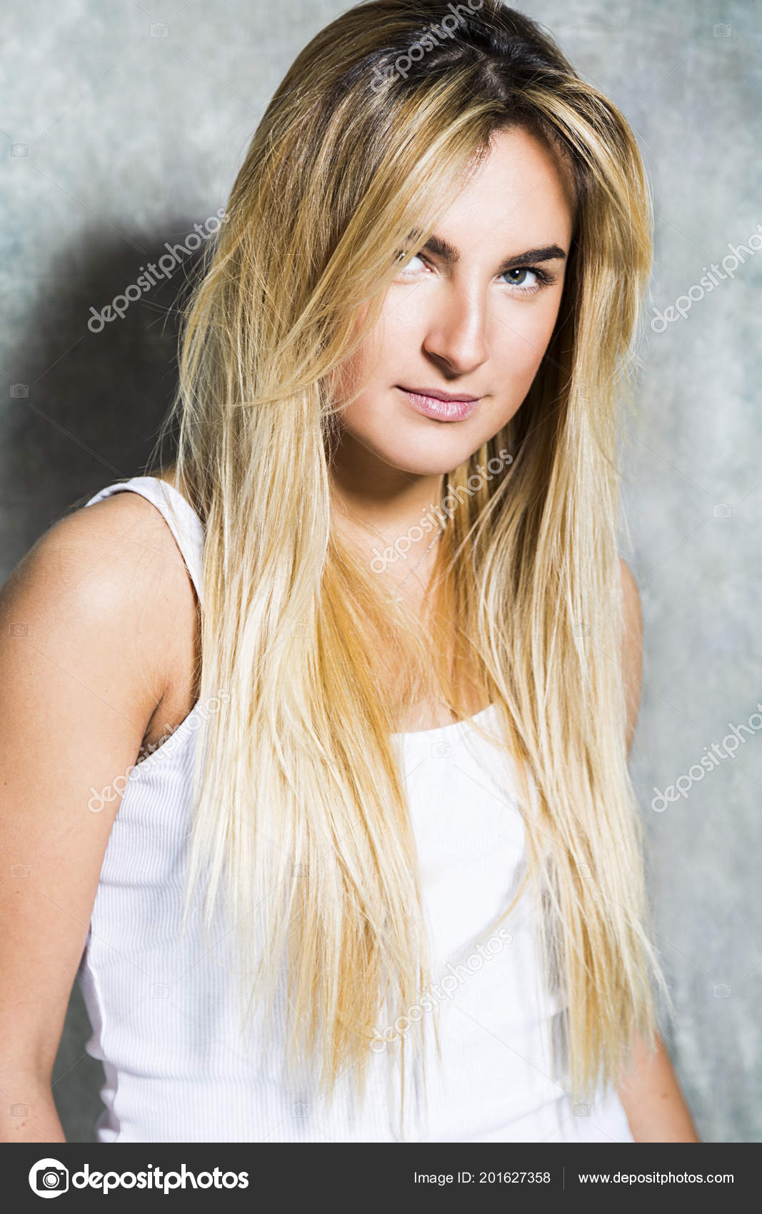 Young Sexy Blonde Hair Beautiful Girl In Shirt Stock Photo