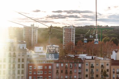 Teleferik üzerinde park Madrid, İspanya