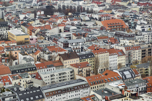 Beautiful top view of colorful residential buildings in Berlin, Germany. Top view