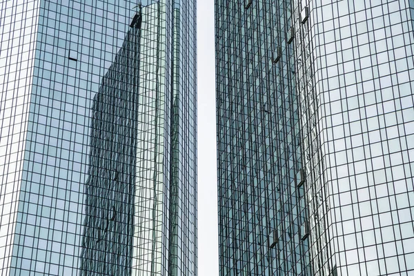 Glass and mirror skyscrapers in Frankfurt close up