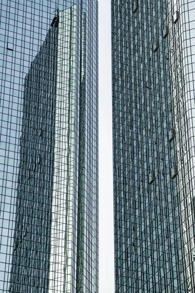 Glass and mirror skyscrapers in Frankfurt close up