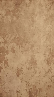 Eski grunge dokusu, tozlu bej ve kahverengi tonlarda soyulmuş duvar kâğıdı, eski markalar, eski moda posterler ve kırsal tasarım için mükemmel..