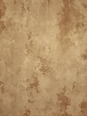 Eski grunge dokusu, tozlu bej ve kahverengi tonlarda soyulmuş duvar kâğıdı, eski markalar, eski moda posterler ve kırsal tasarım için mükemmel..