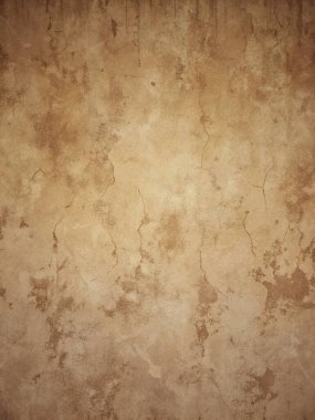 Eski grunge dokusu, tozlu bej ve kahverengi tonlarda soyulmuş duvar kâğıdı, eski markalar, eski moda posterler ve kırsal tasarım için mükemmel..