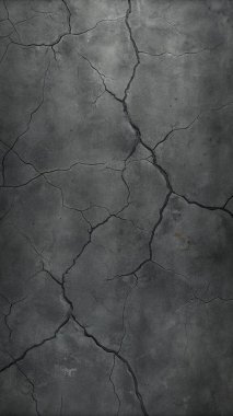 Gri ve kömür tonlarında derin çatlaklar olan sert beton dokusu, vahşi posterler, endüstriyel tasarım ve kentsel altyapı için mükemmel..