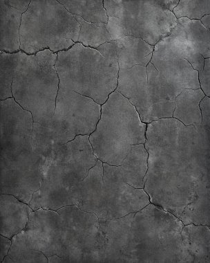 Gri ve kömür tonlarında derin çatlaklar olan sert beton dokusu, vahşi posterler, endüstriyel tasarım ve kentsel altyapı için mükemmel..