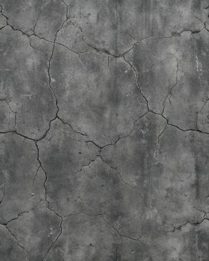 Gri ve kömür tonlarında derin çatlaklar olan sert beton dokusu, vahşi posterler, endüstriyel tasarım ve kentsel altyapı için mükemmel..