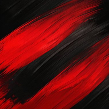 Kalın fırça darbeleriyle koyu kırmızı ve siyah renkte, soyut sanat kapakları, posterler ve modern tasarım için mükemmel..